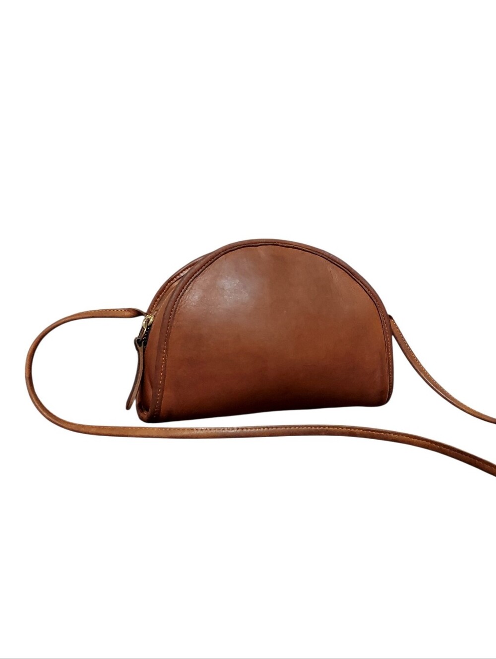 Coach Vintage Kimball Half Moon Zip Gloved Tanned Leather Crossbody 1990s  9911